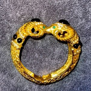 BCBG Ram bangle with black, green, and clear stones